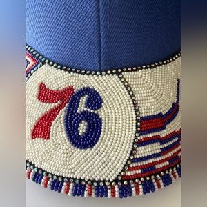 Philadelphia 76ers Basketball Handmade Beaded Red White and Blue Snapback